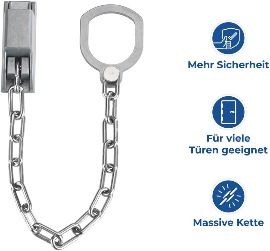Detalle de Maximex Chaîne poignée de porte verrouillable, Argent mat