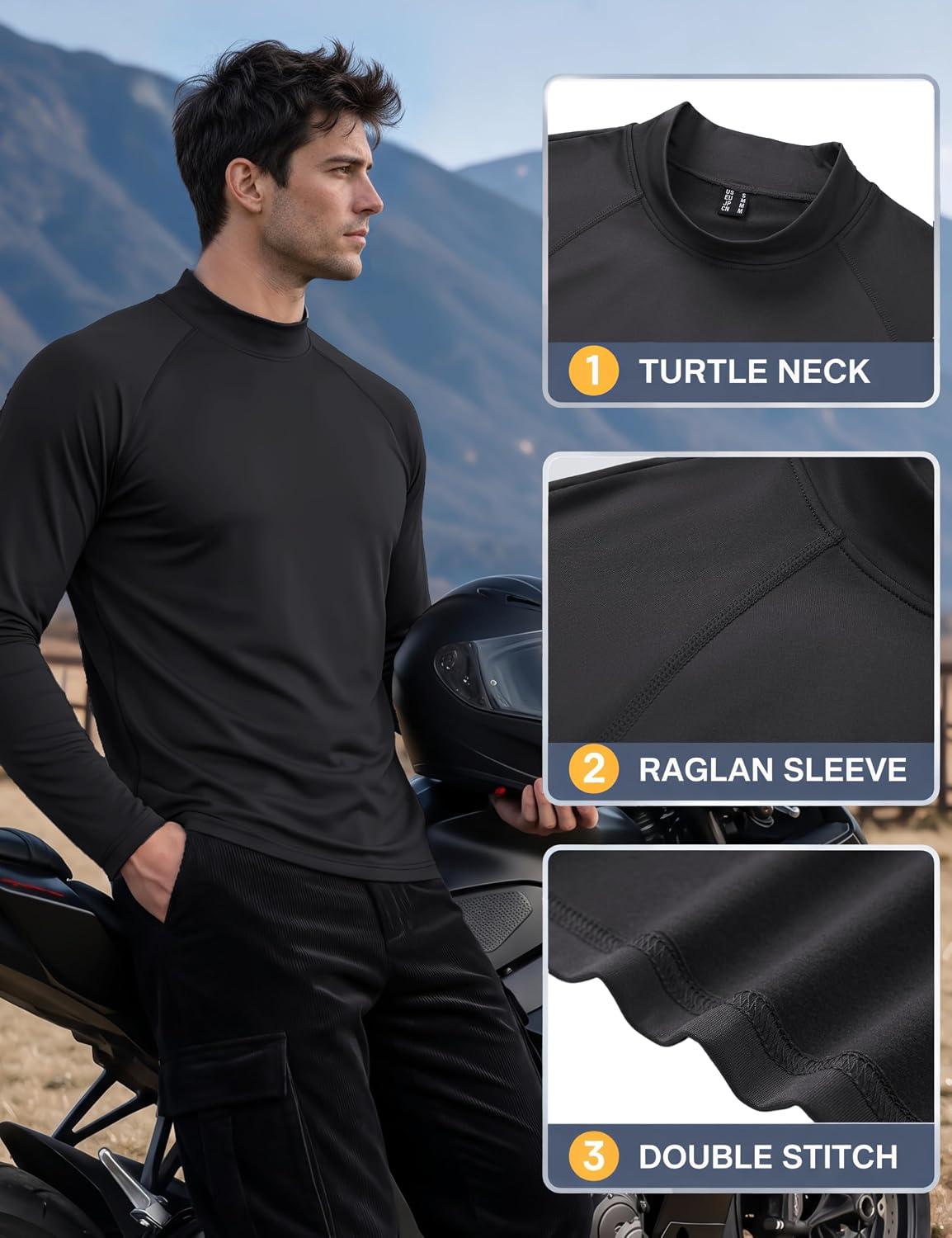 Thumbnail 6 de TACVASEN Men's Thermal Turtleneck Shirt, Fleece-Lined Long-Sleeve Base Layer