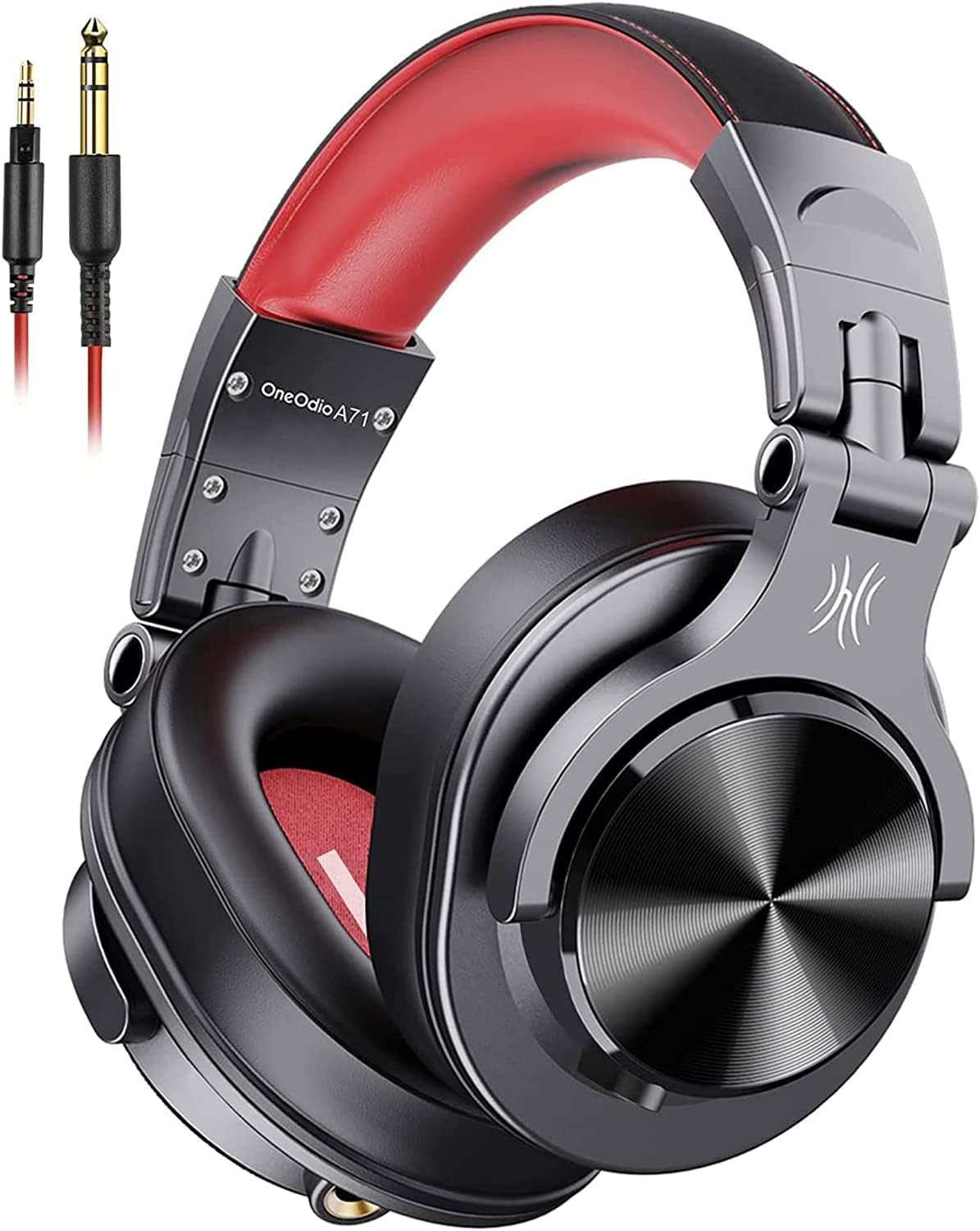 Detalle de OneOdio A71 Wired Studio Headphones, 40 mm Drivers, Foldable Red Design