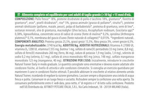Detalle 2 de Natural Trainer Maxi Cibo per Cani Adulti con Pollo Fresco e Riso – 12kg