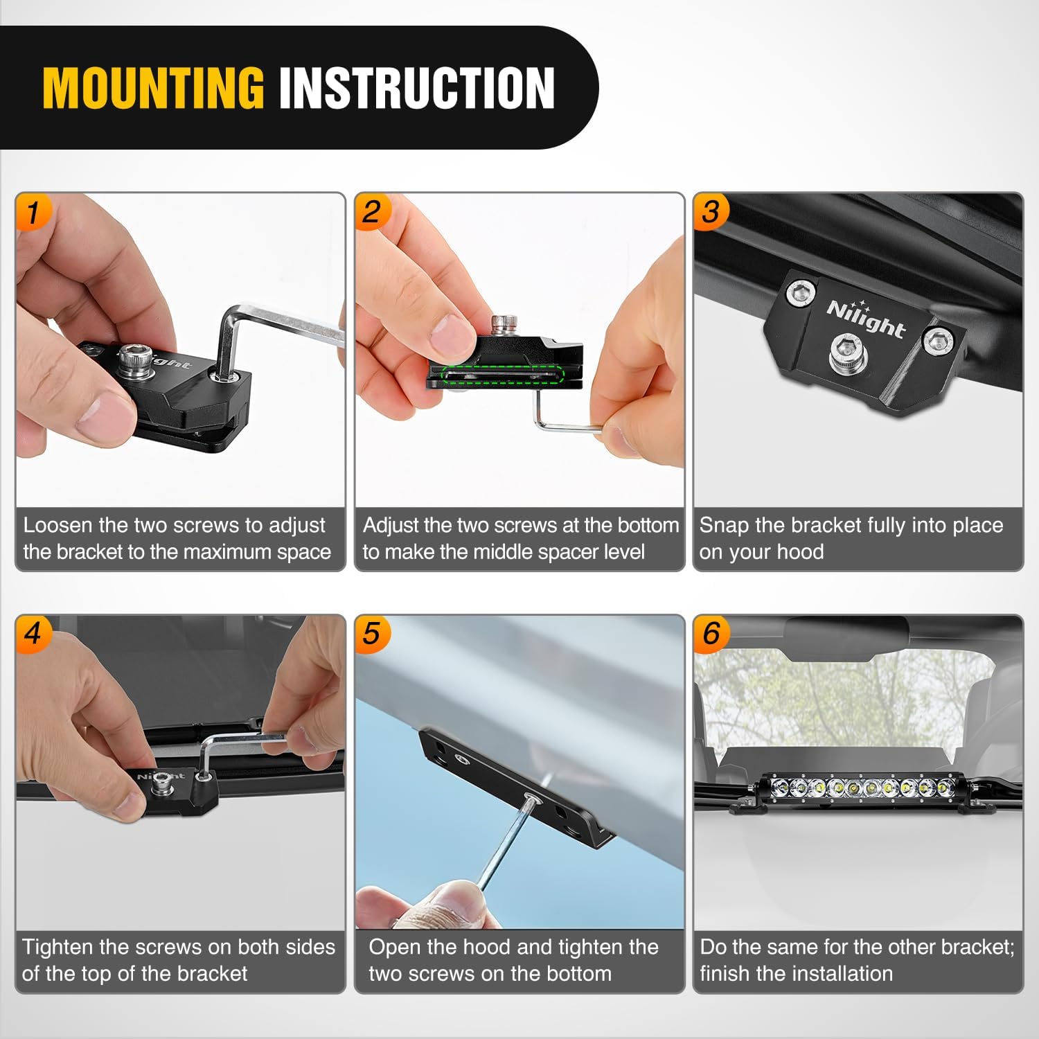 Detalle 2 de Nilight LED light bar mounting bracket