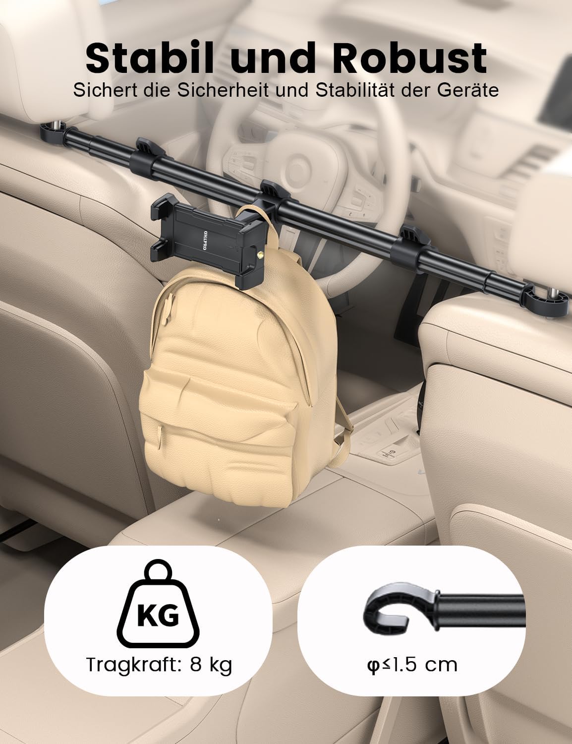 Thumbnail 5 de OHLPRO Tablet Halterung Auto Kopfstütze 3-Stufig