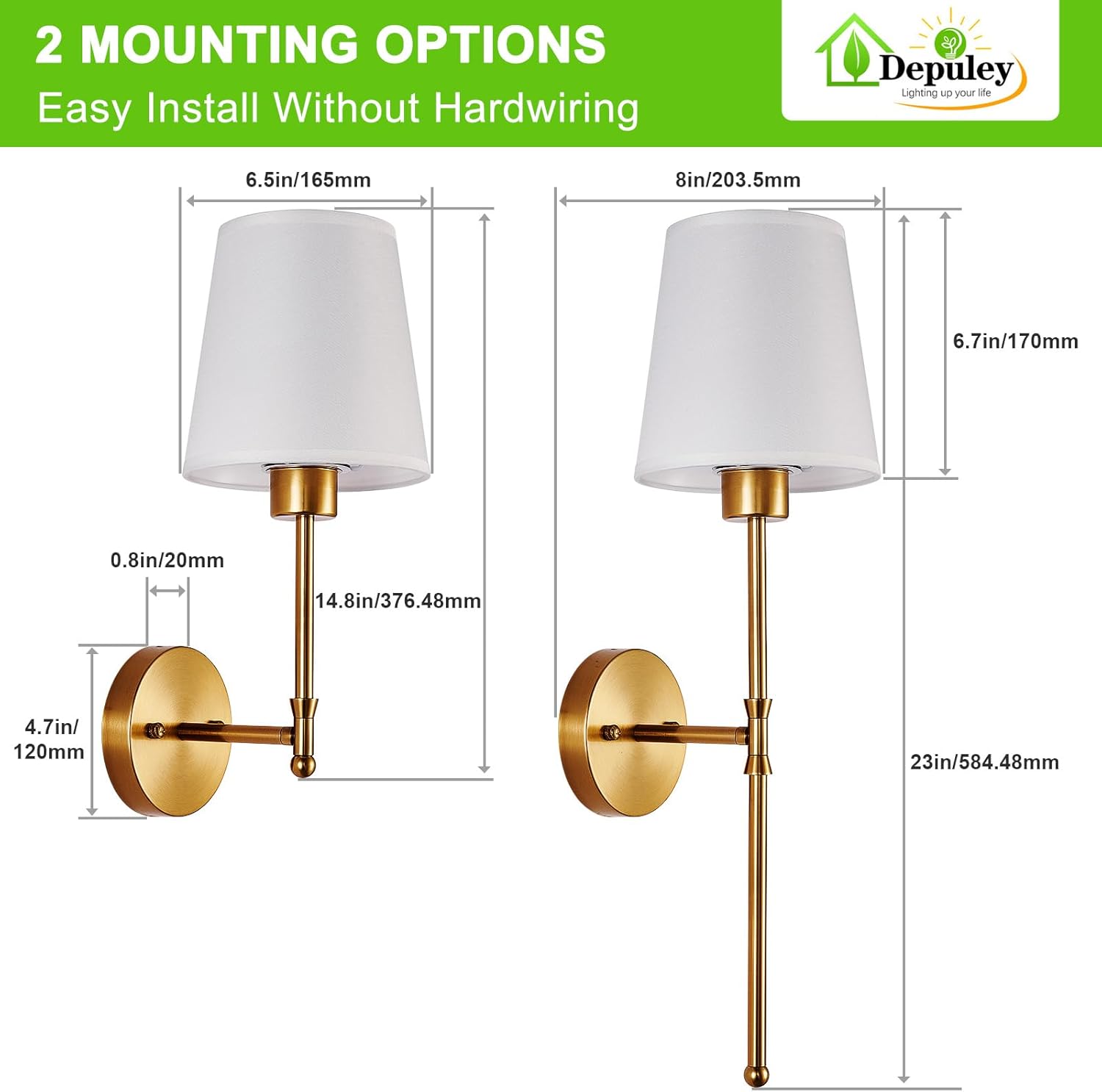Thumbnail 6 de Depuley Battery Operated Wall Sconce Set of 2 with Remote | Wireless, Rechargeable 10000mAh, 12 RGB Colors, 3000K-6500K dimmable