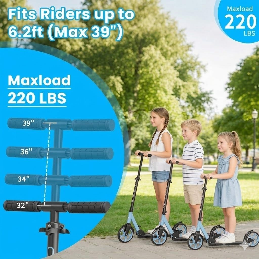 Thumbnail 1 de Commugo Kick Scooter for Kids 5-12 to Adults — Foldable, 8-Inch Wheels, Aluminum Build