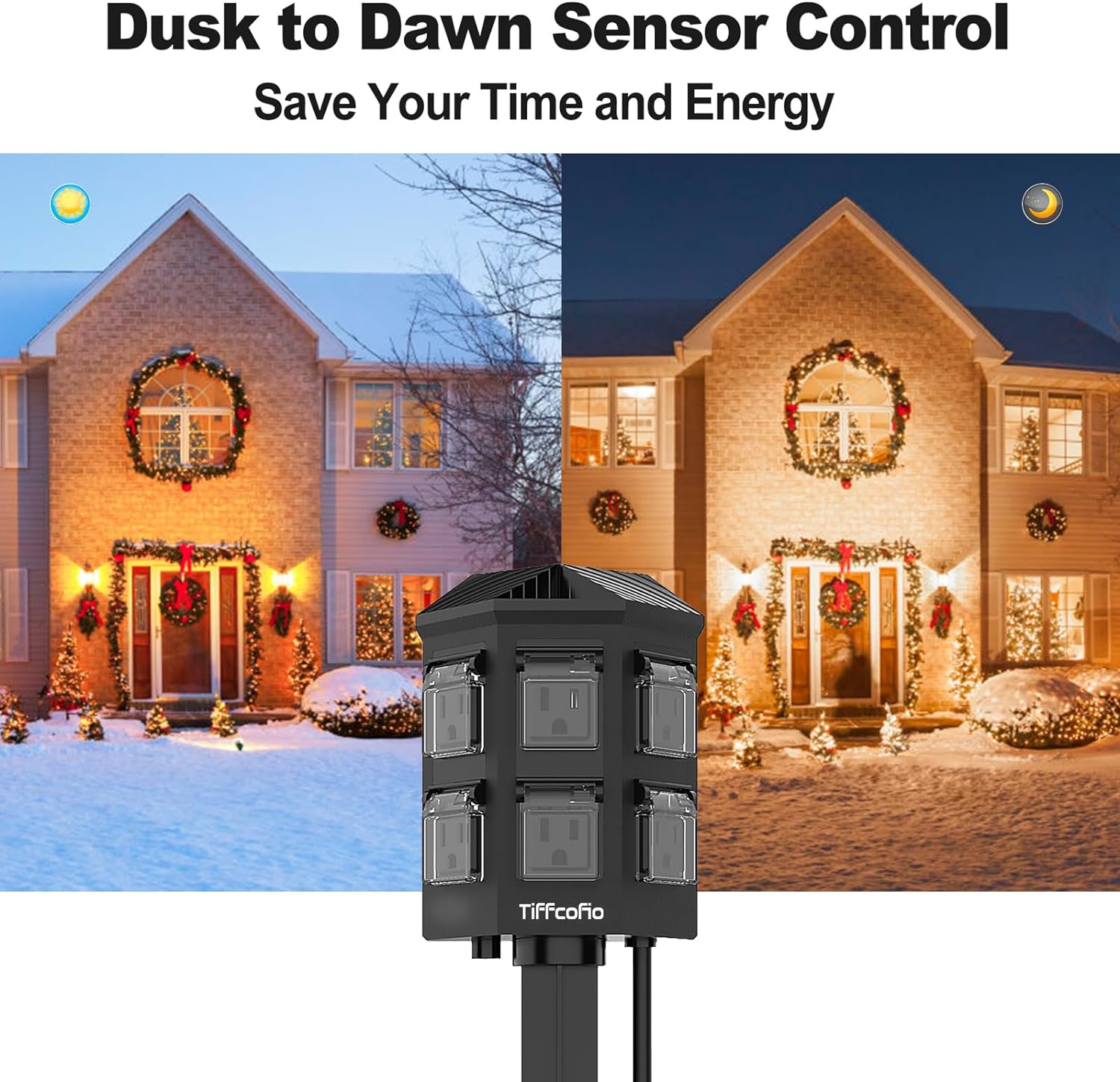 Detalle de Tiffcofio 28011 Outdoor Stake Timer, 100-ft Remote, Six Grounded Outlets