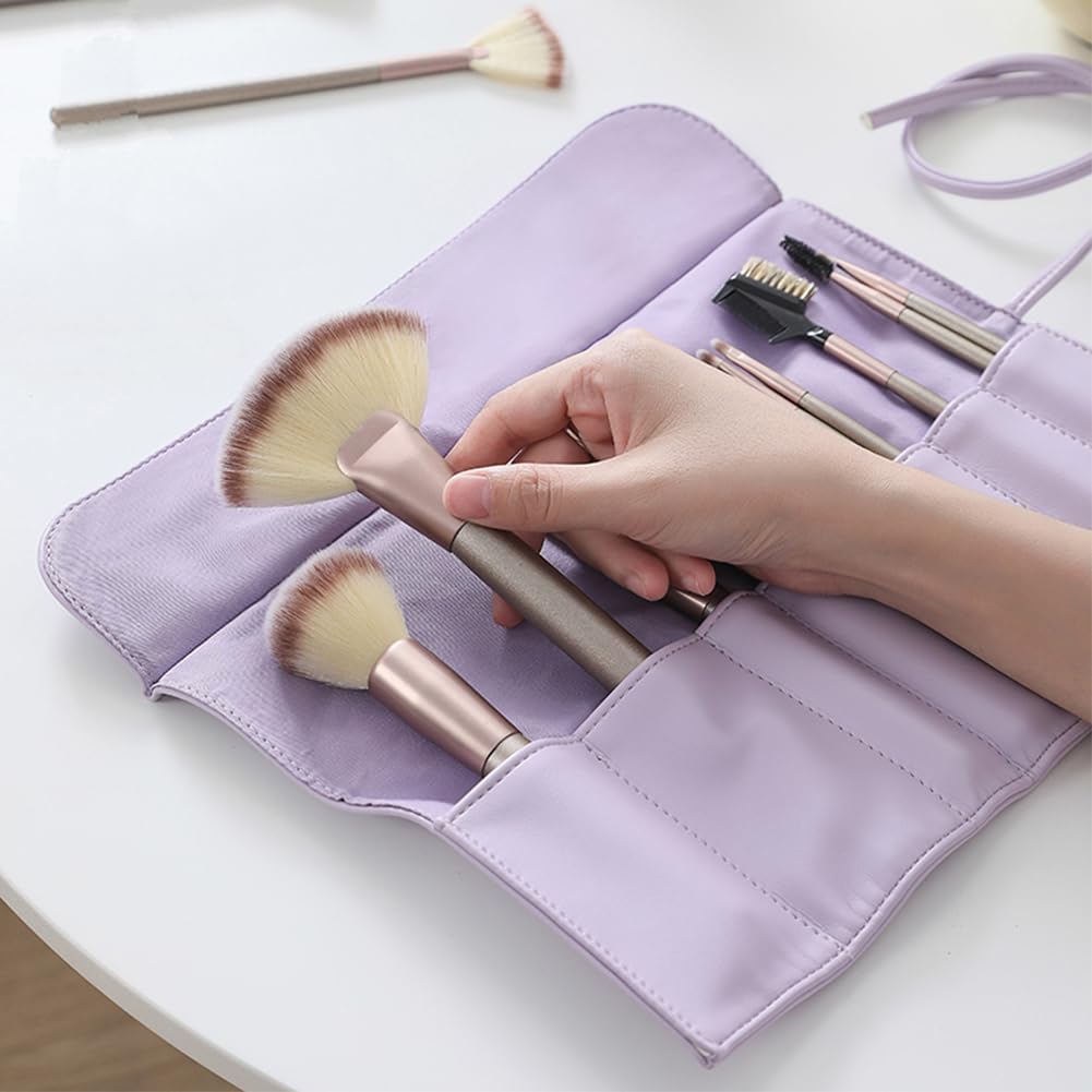 Detalle 2 de VanFn Travel Makeup Brush Holder: Portable Roll-Up Organizer Bag for 8+ Brushes