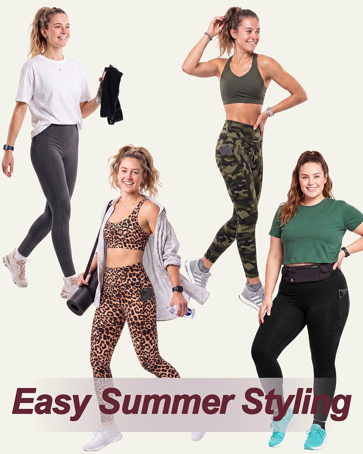 Detalle 2 de High Waisted Leggings for Women 4.5" Waistband