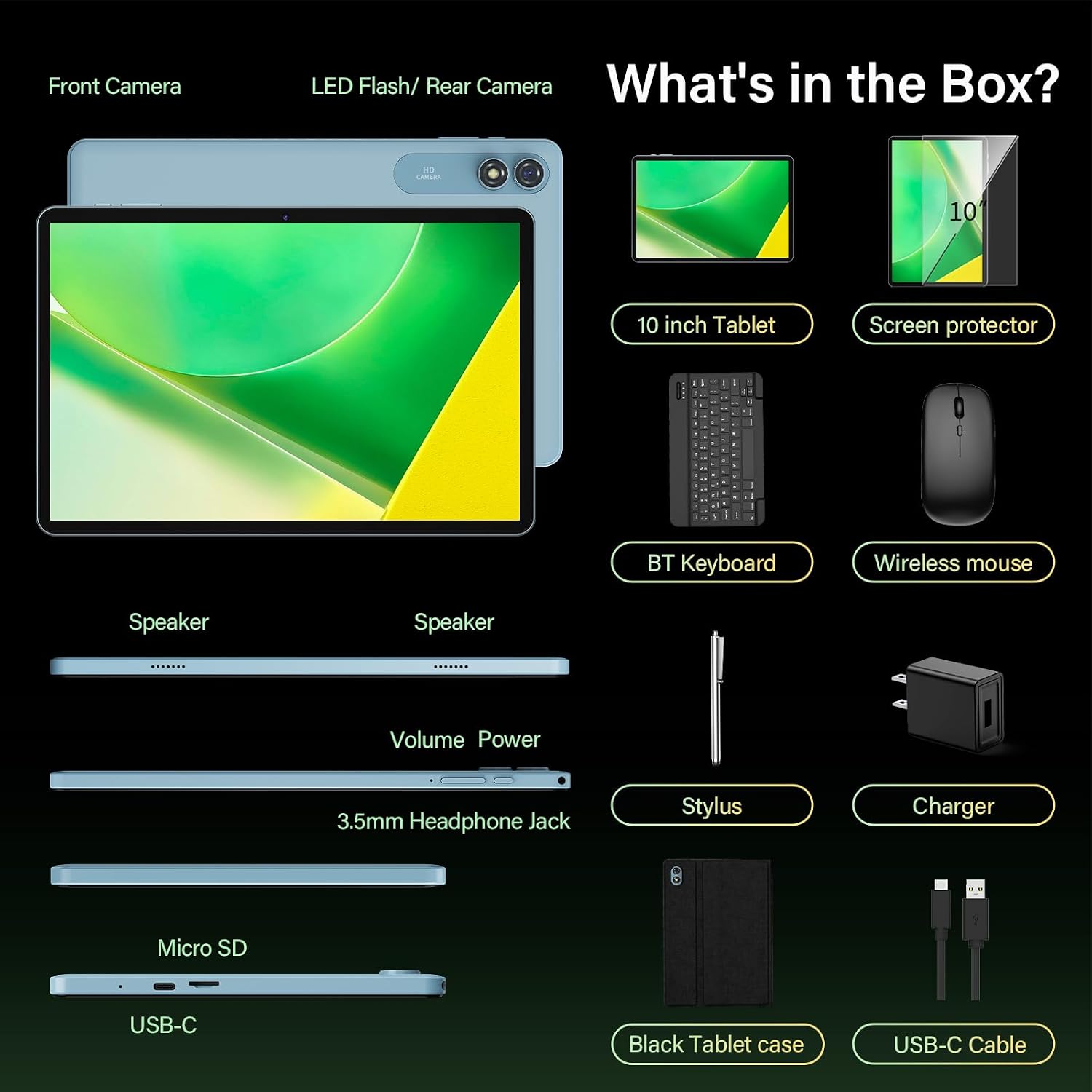 Thumbnail 6 de Android 10 Inch Tablet with Keyboard - Gemini AI, 16GB RAM/256GB ROM + 2TB Expandable, 8000mAh, 10" Display