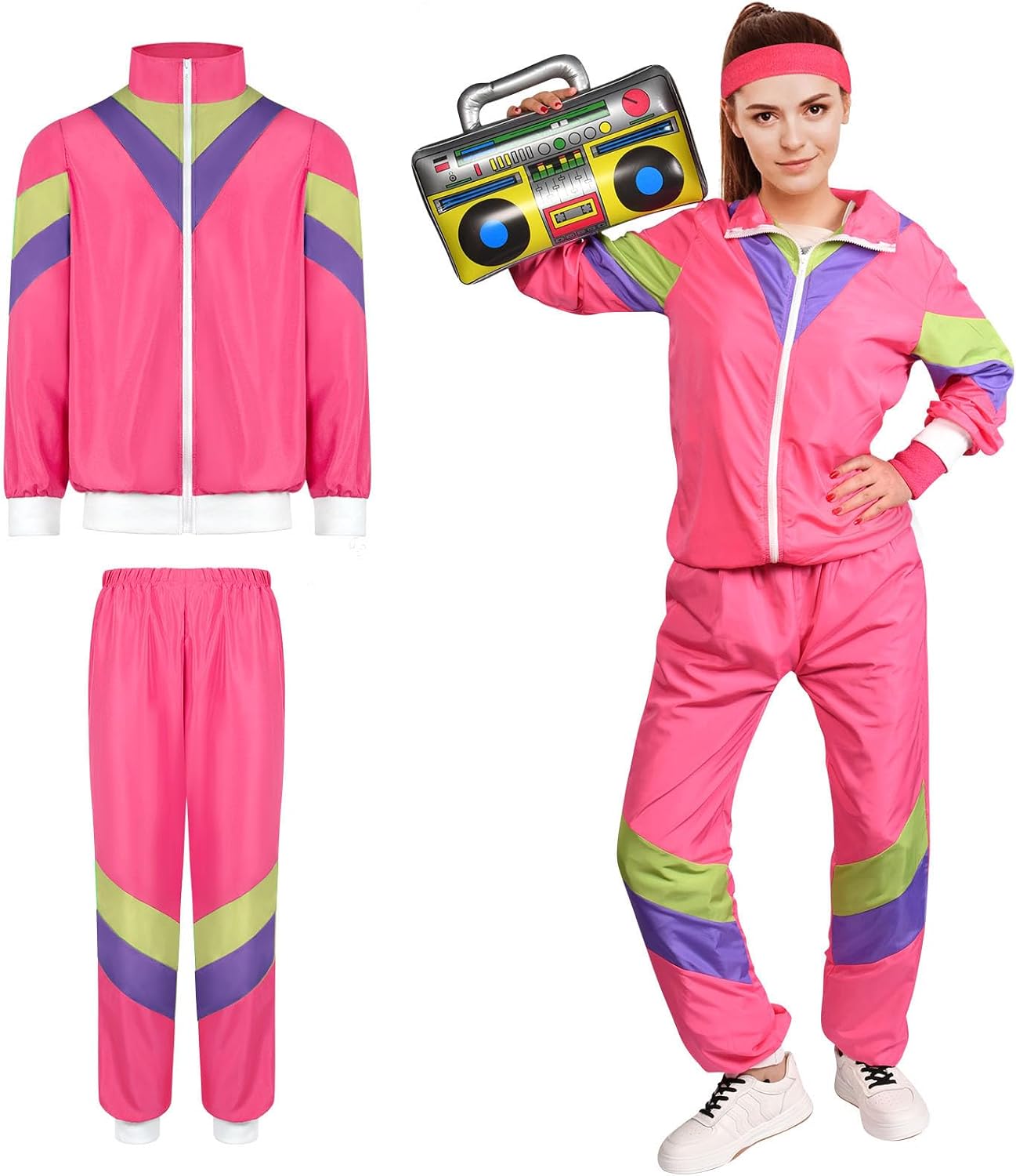 Detalle de Aomig 80s Shell Suit Costume for Adults