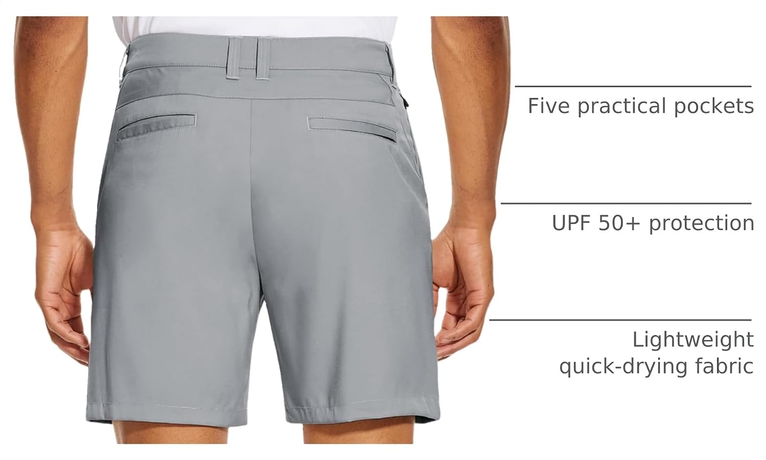 Detalle 2 de PULI Men's Golf Dress Shorts Flat Front Hybrid 7 Inch – Lightweight Quick-Dry Chino with Pockets