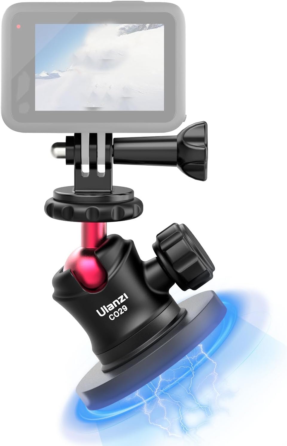 Detalle de ULANZI Support de caméra magnétique avec rotule 360° et 6 aimants intégrés (compat. Hero et DJI Osmo Action)