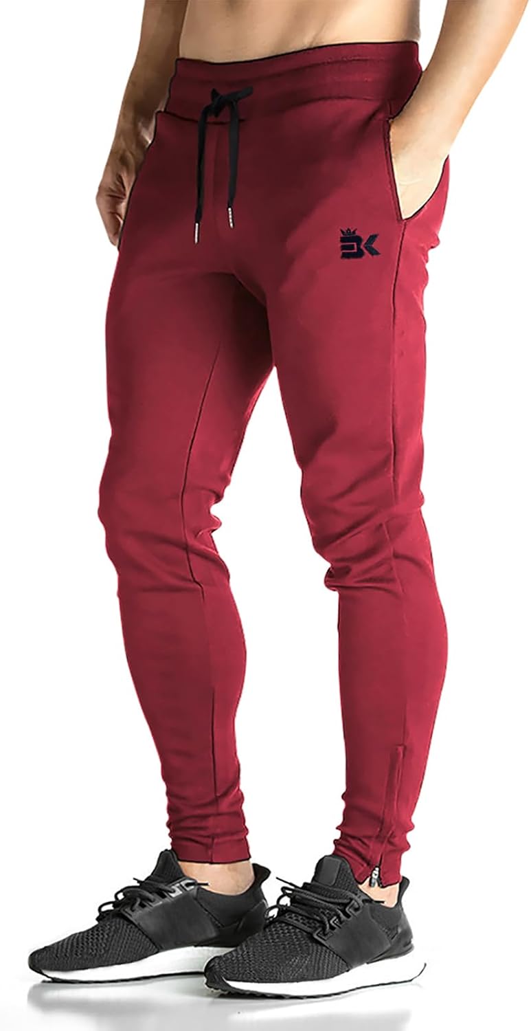 Thumbnail 5 de BROKIG Mens Zip Gym Joggers: Slim Fit Running Tracksuit Bottoms