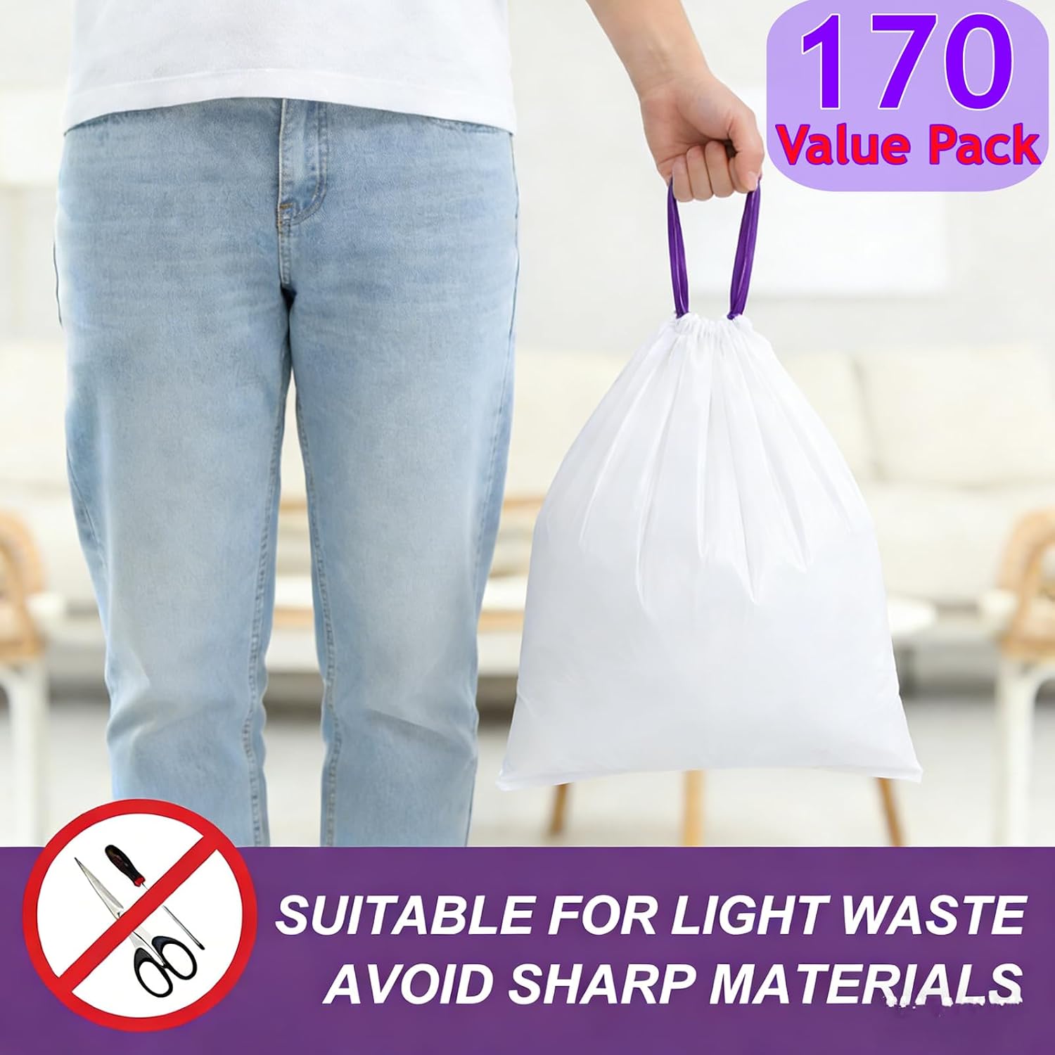 Detalle 2 de 4-Gallon Drawstring Trash Bags