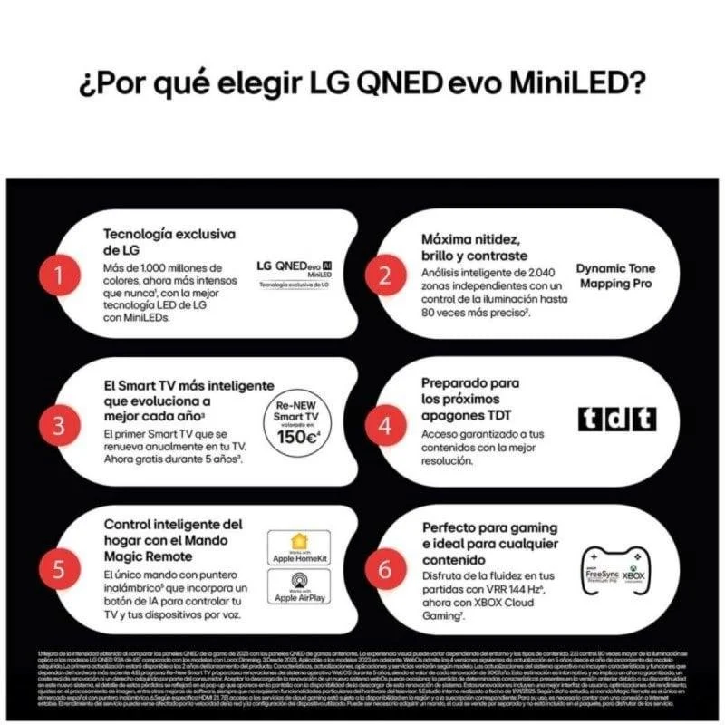 Thumbnail 1 de LG QNED evo MiniLED AI 65QNED92A6A de 65” 4K 120Hz con WebOS, Dolby Vision y FreeSync