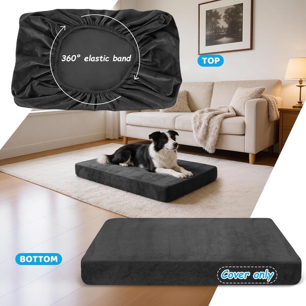 Thumbnail 4 de DUJUIKE copriletto impermeabile per cani in velluto, con elastico (nero) e fodera lavabile