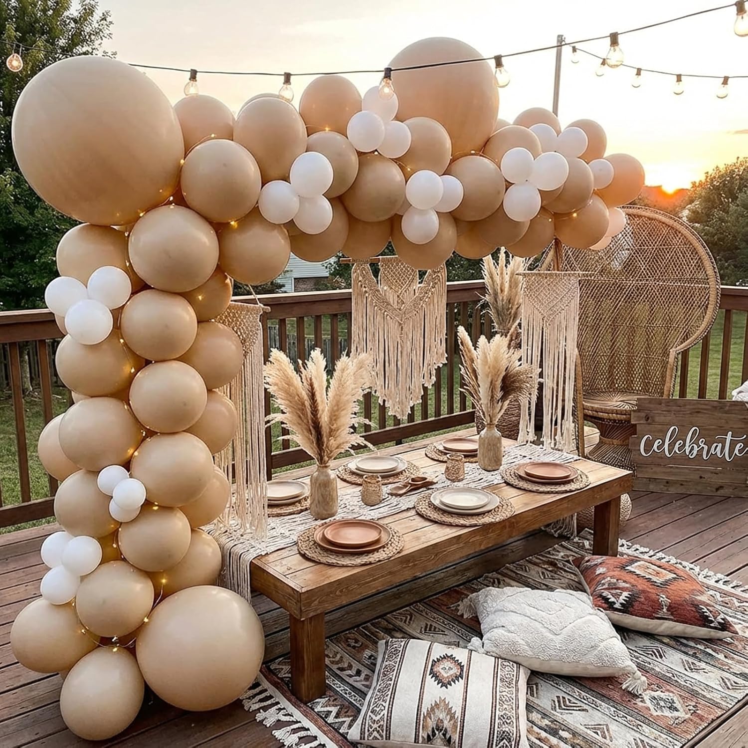 Thumbnail 4 de RUBFAC Vanilla Brown Beige Balloons 129pcs – Multi-Size Latex Balloon Kit for Wedding, Baby Shower, and Themed Parties