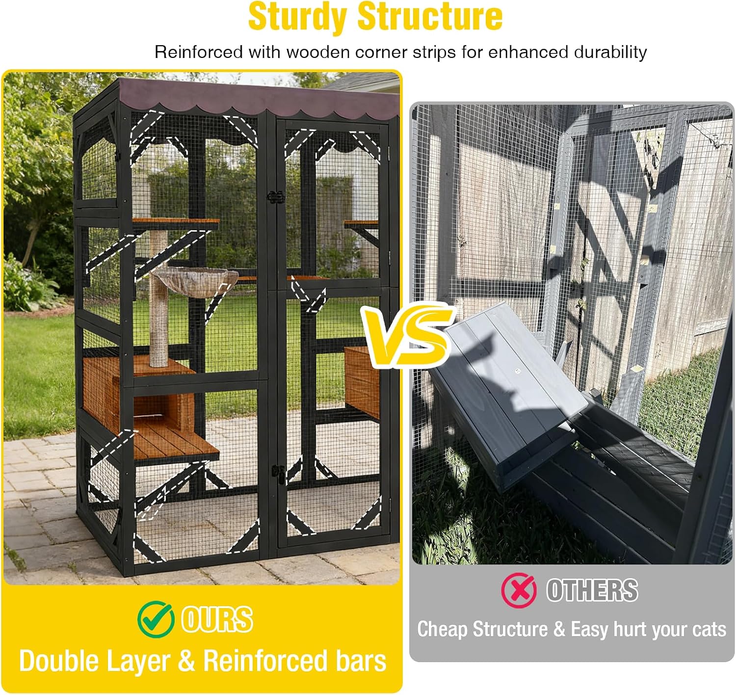 Detalle de Aivituvin AIR37-M-B Outdoor Catio with 7 Platforms, Hammock and Tarp Roof