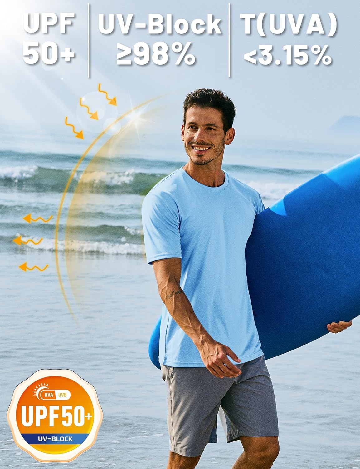 Thumbnail 2 de TACVASEN Herren UV-Schutz T-Shirts UPF 50+ Kurzarm – Sonnenschutz Shirt für Outdoor-Aktivitäten