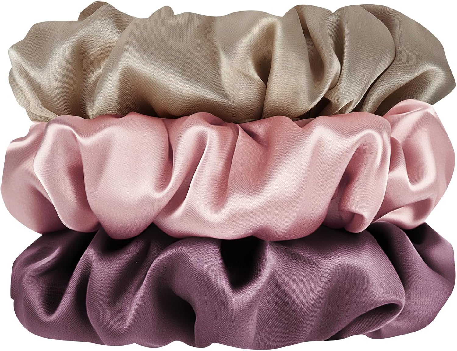 Detalle de Aucuu Scrunchies in seta, 3 pezzi