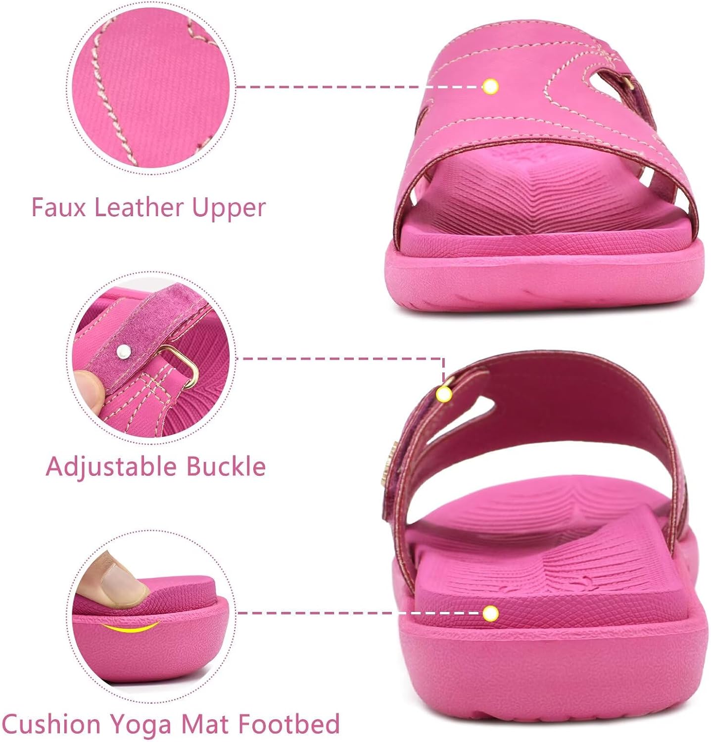 Detalle de KuaiLu Women's Fashion Orthotic Slides: Cushioned, Arch-Support Sandals for Everyday Comfort