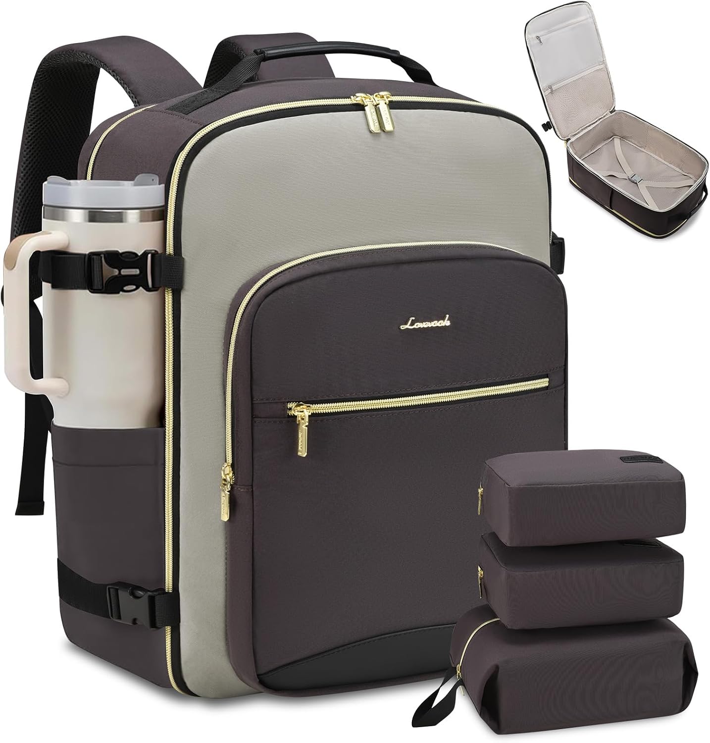 Detalle de LOVEVOOK Travel Backpack with 3 Packing Cubes