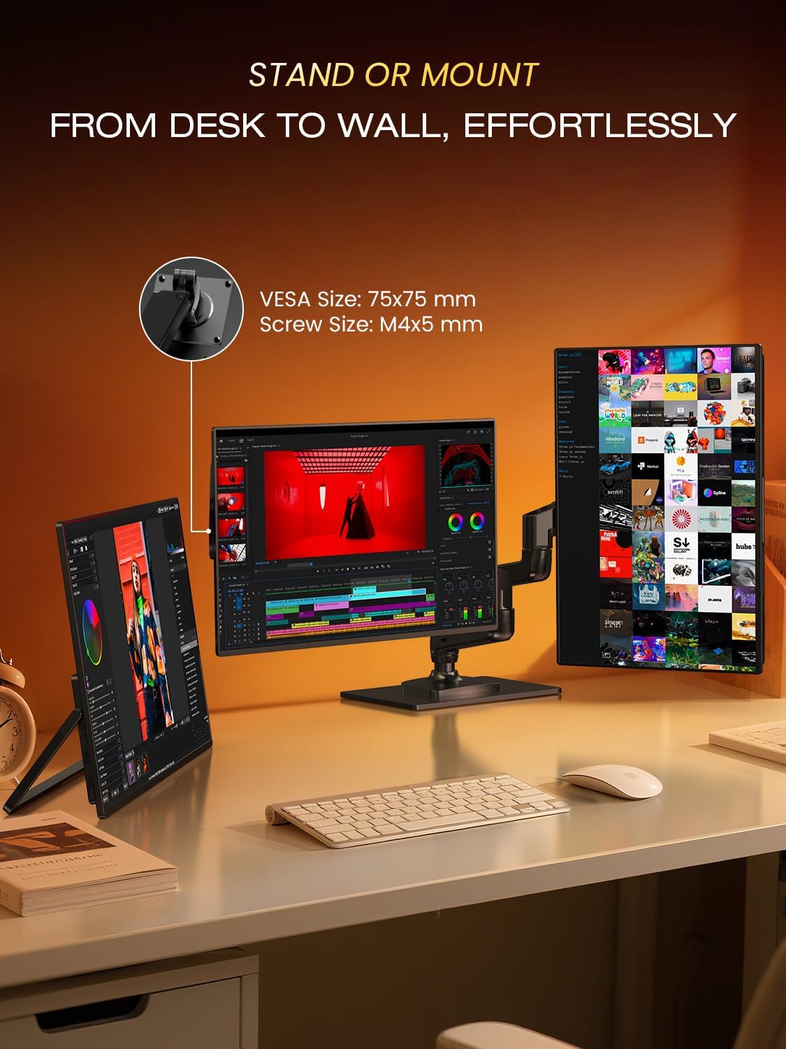 Detalle 2 de UPERFECT 24.5" Portable Monitor (240Hz) with USB-C + Mini HDMI, FreeSync, 0.1ms IPS