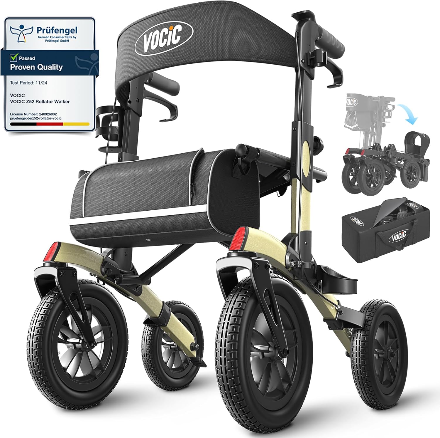 VOCIC All Terrain rollator walker 12 inch