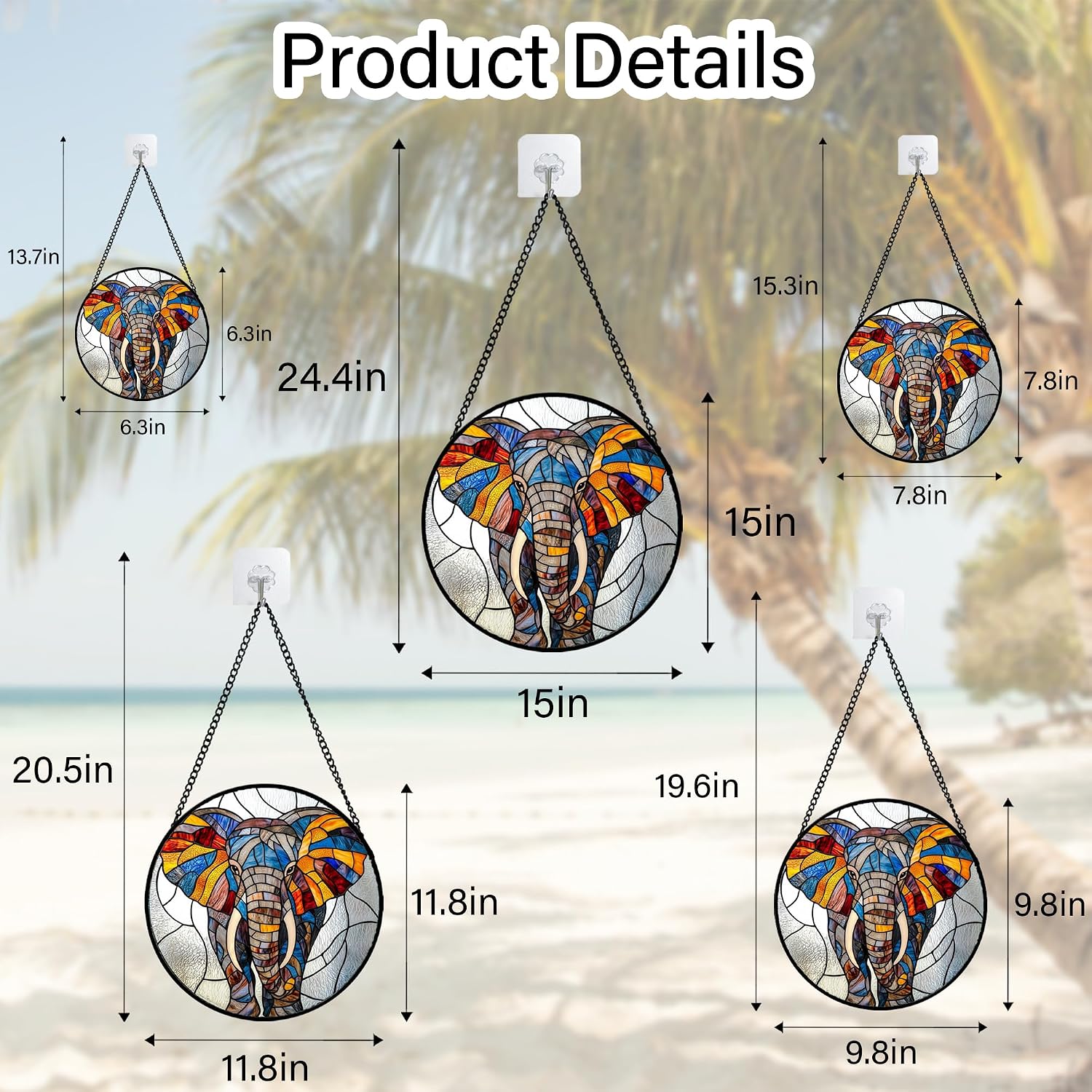 Thumbnail 6 de AMDERVEN Elephant Glass Sun Catcher, 7.8-Inch Window Hanging