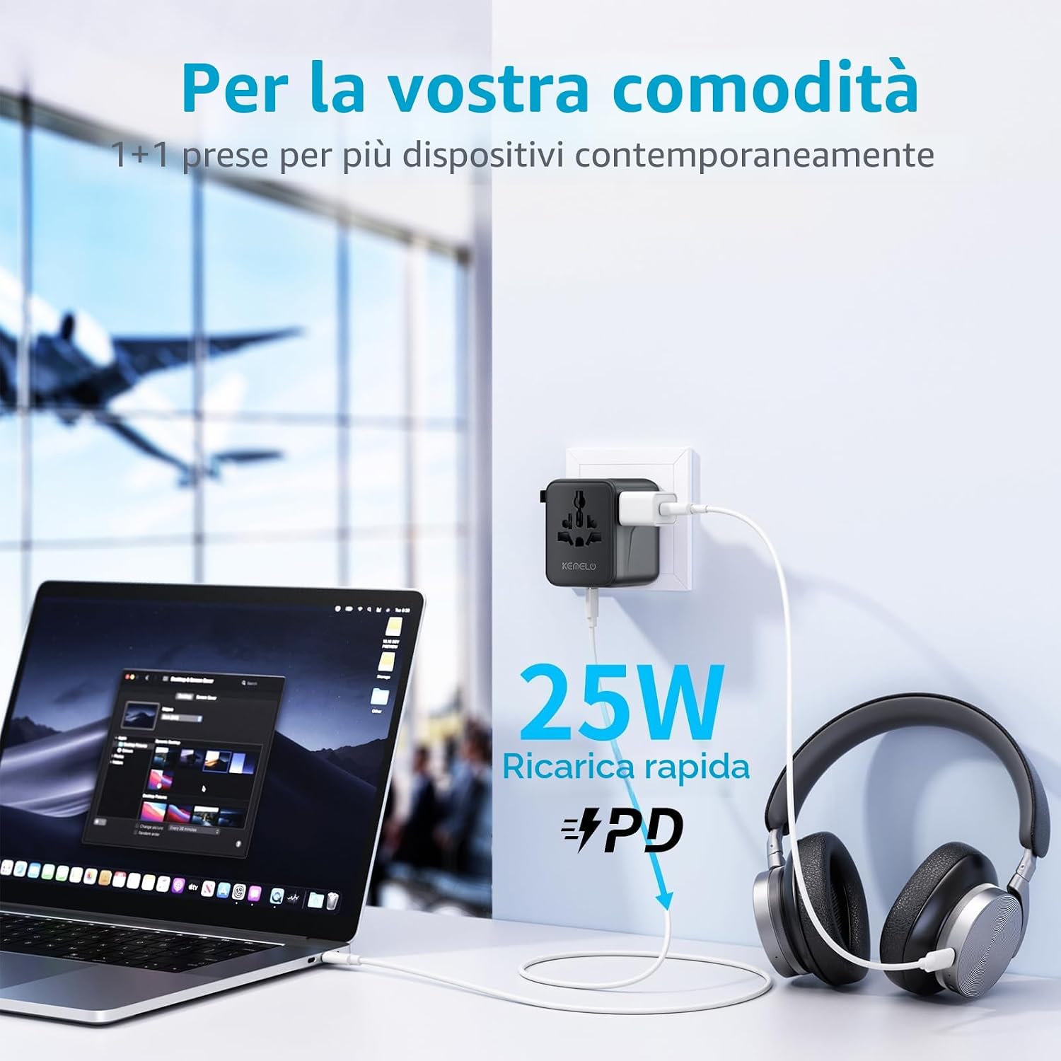 Thumbnail 2 de Adattatore Universale 25W Viaggio 5 in 1