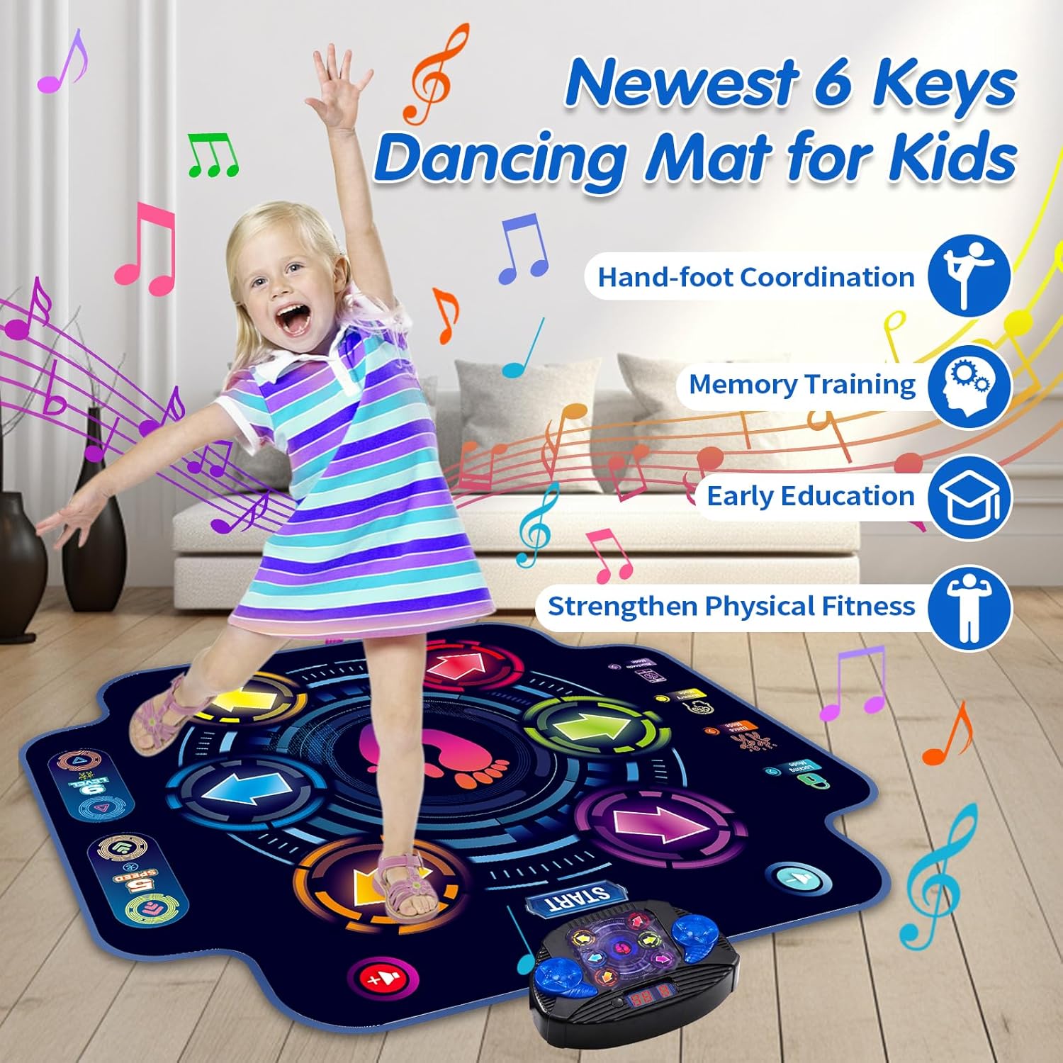 Thumbnail 3 de maysida Kids Dance Mat (Ages 8–12) with 6-Button LED Display, 9 Levels & 3 Modes