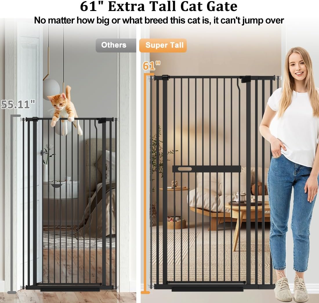 Detalle de Xifamniy 61.02" Extra Tall Cat Gate Wide Pressure Mounted with Auto-Close
