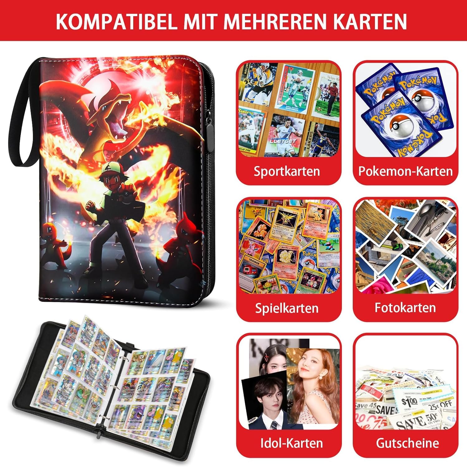 Thumbnail 2 de Sammelkarten Album 900 Karten Pu Leder