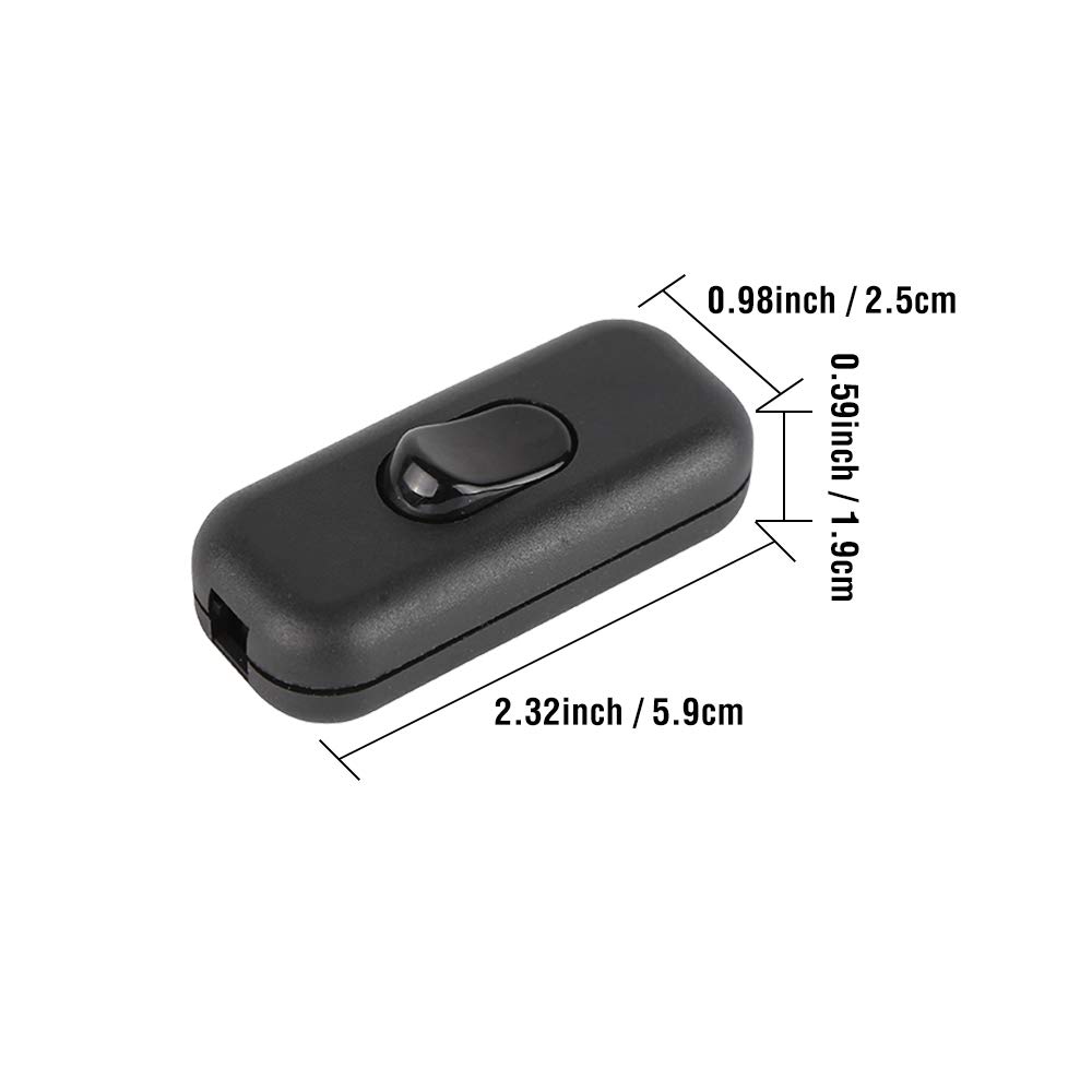 Detalle de Zwischenschalter 6A 2-Polig & 3-Polig – Schnurschalter für Kleingeräte oder Lampen, 4er-Set, Schwarz