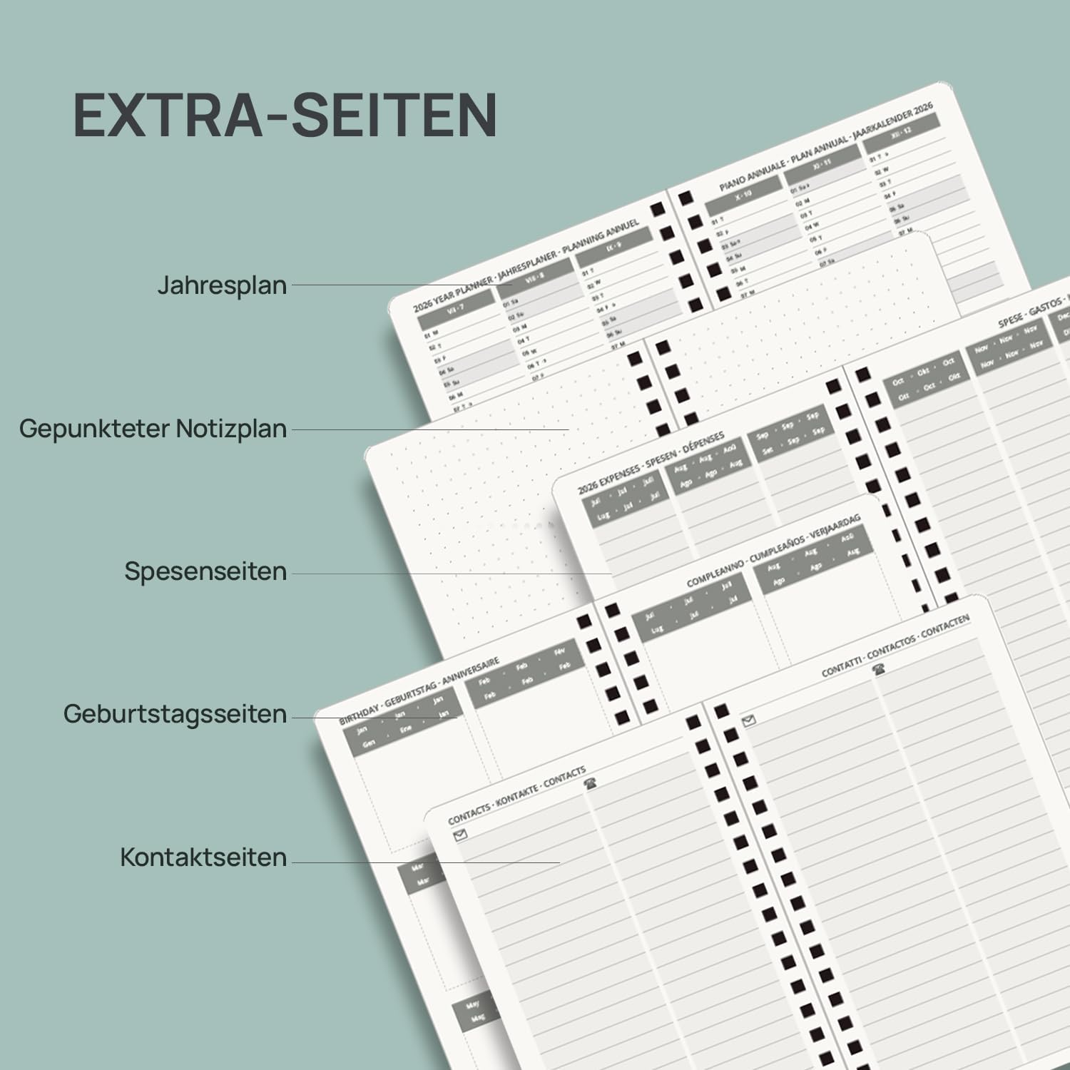 Thumbnail 4 de POPRUN Taschenkalender 2026/2027 – Wochenplaner im A6-Format, Rosa