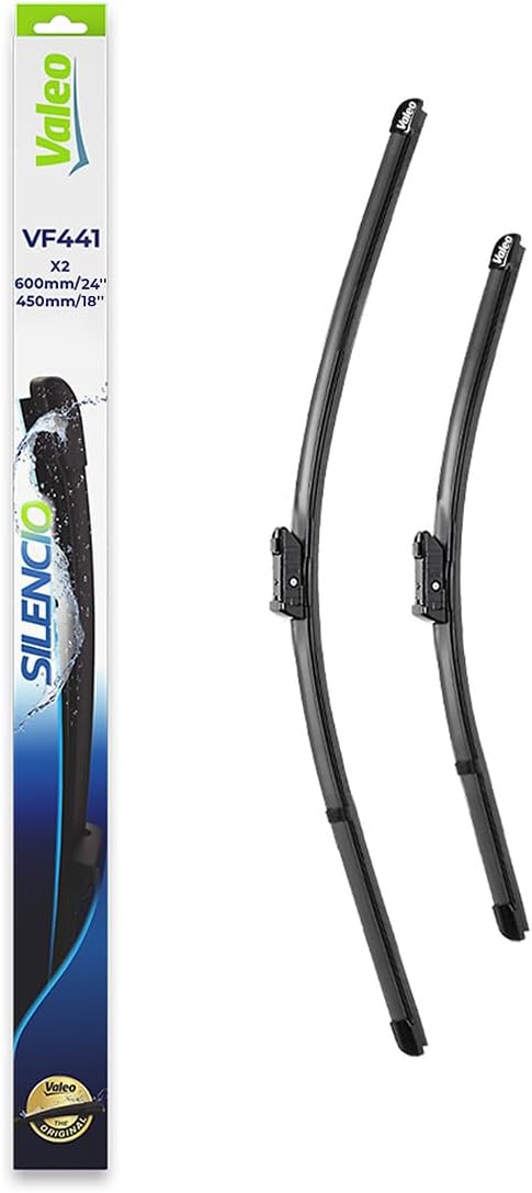 Valeo Silencio VF441 — Kit de 2 balais plats 600 mm / 450 mm, remplacement OE, fabriqué en France