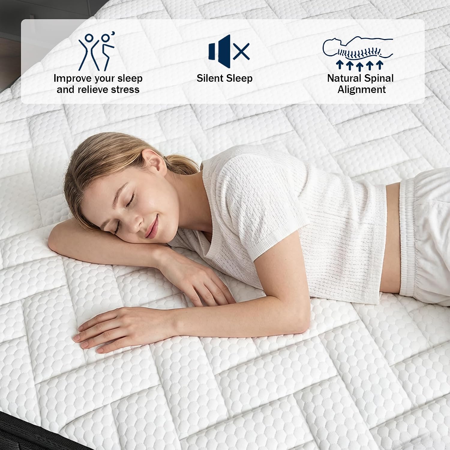 Detalle 1 de Holidaymoon 003 Queen Hybrid Mattress, 12-Inch Memory Foam & Pocket Springs