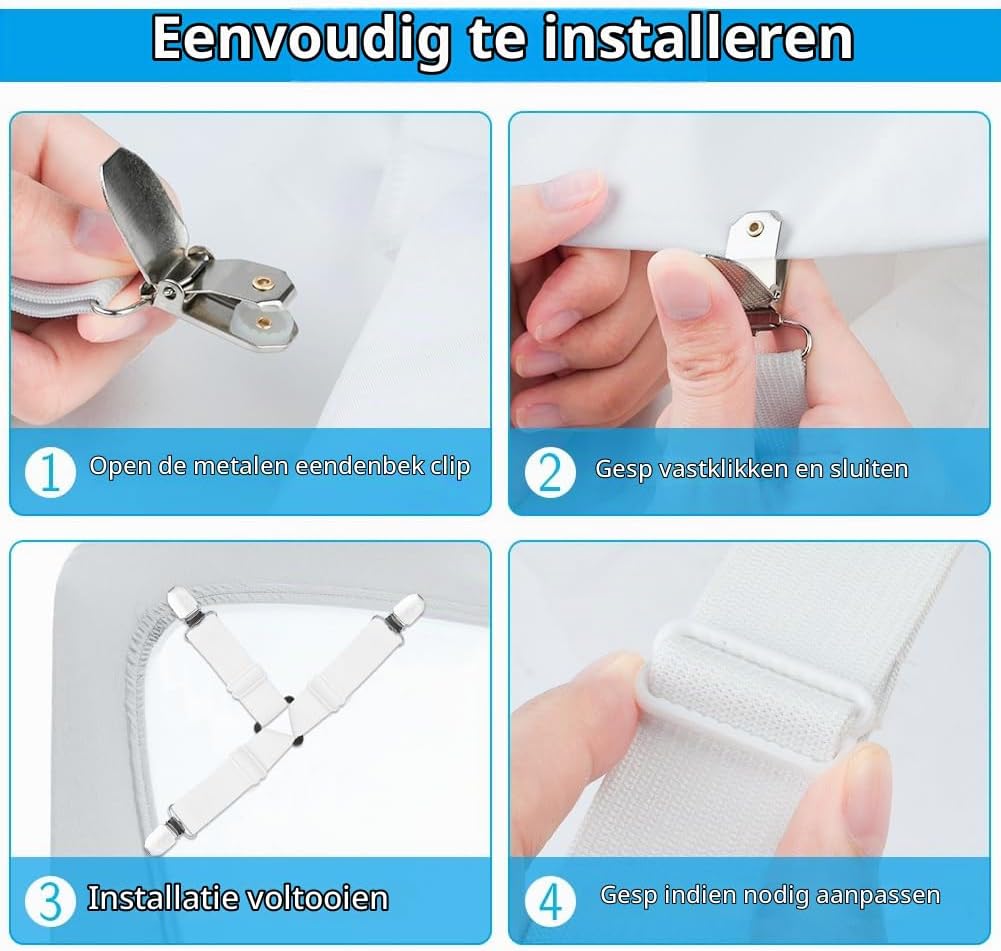 Thumbnail 3 de AUAUY M1-3532426 lakenclips, verstelbaar en elastisch met 3-weg driehoeksvorm
