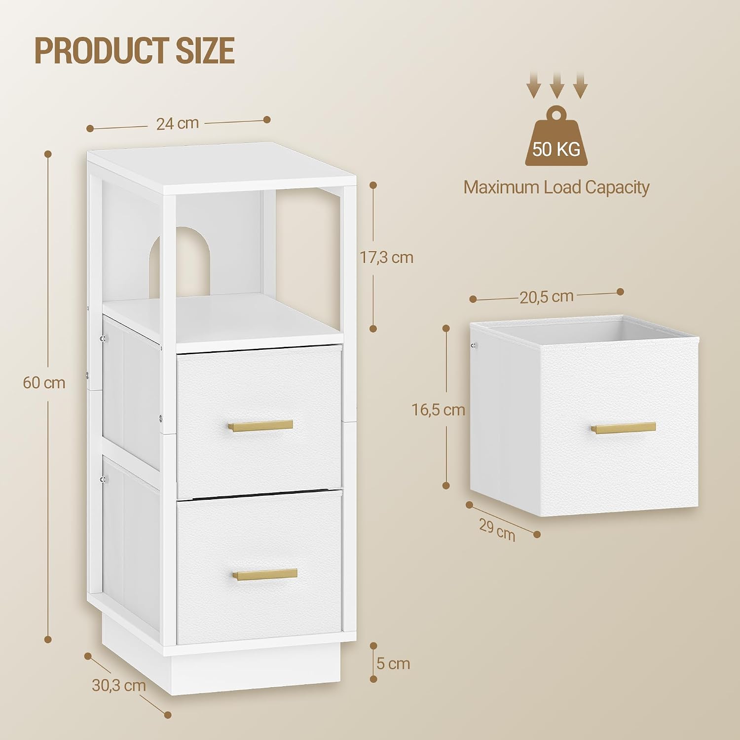 Detalle de Hzuaneri NS52303W table de chevet 30 x 24 x 60 cm