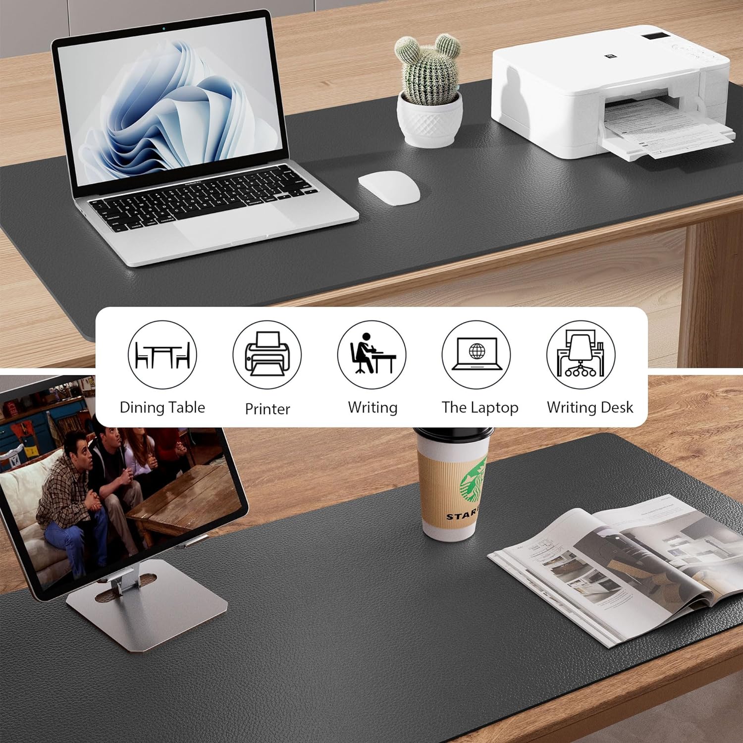 Thumbnail 6 de Leather desk mat 80 x 40 cm, grey
