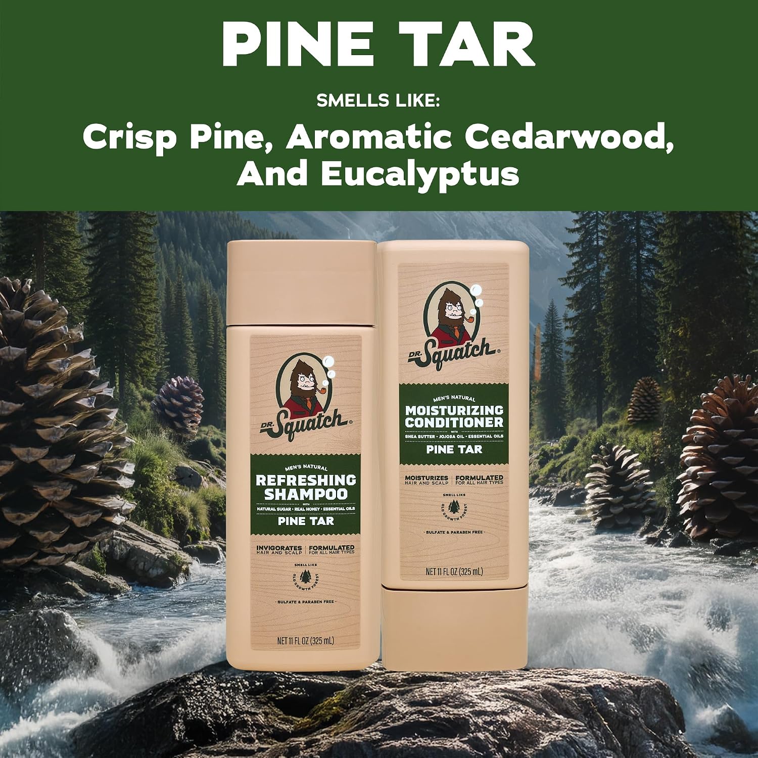 Detalle de Dr. Squatch Pine Tar Shampoo and Conditioner Set, Sulfate- and Paraben-Free