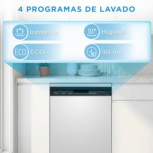 Thumbnail 1 de Midea Lavavajillas 60 cm Blanco para 12 servicios: libre instalación, 4 programas yMedia carga