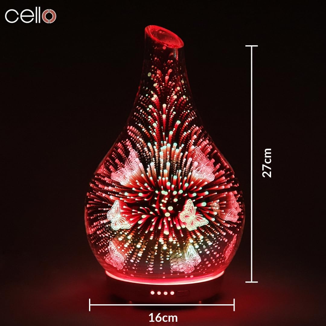 Thumbnail 4 de Cello 3D Butterfly Ultrasonic Diffuser Large – glass ultrasonic oil diffuser with colour-changing LED