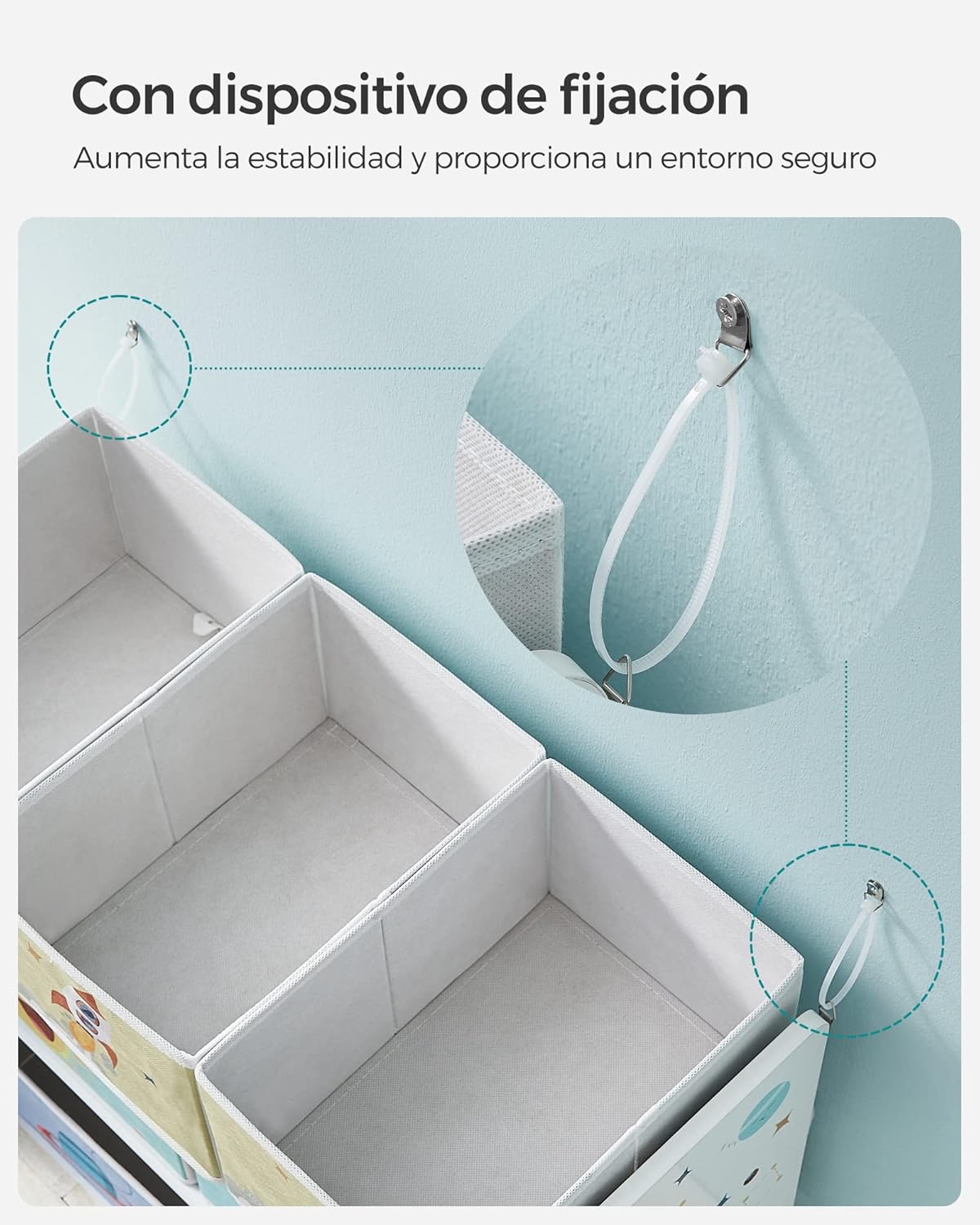 Detalle 2 de SONGMICS Estantería Infantil con 7 Cajas de Tela