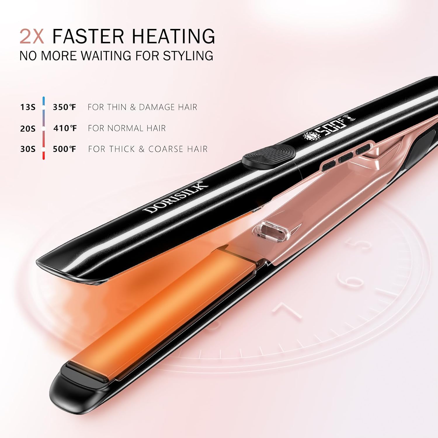 Detalle de DORISILK 1-Inch Ceramic Flat Iron for Straightening and Curling