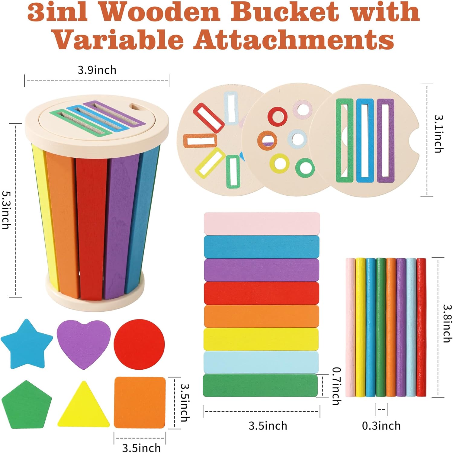 Detalle 2 de CAIXINYI: Set Montessori in legno per abbinamento colori e forme (1–3 anni)