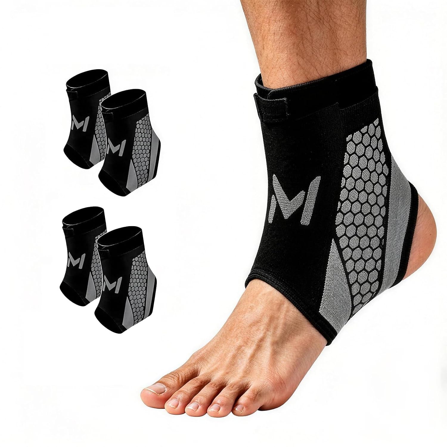 Detalle de Generic 2-Piece Ankle Braces, Adjustable Breathable Spandex, Grey