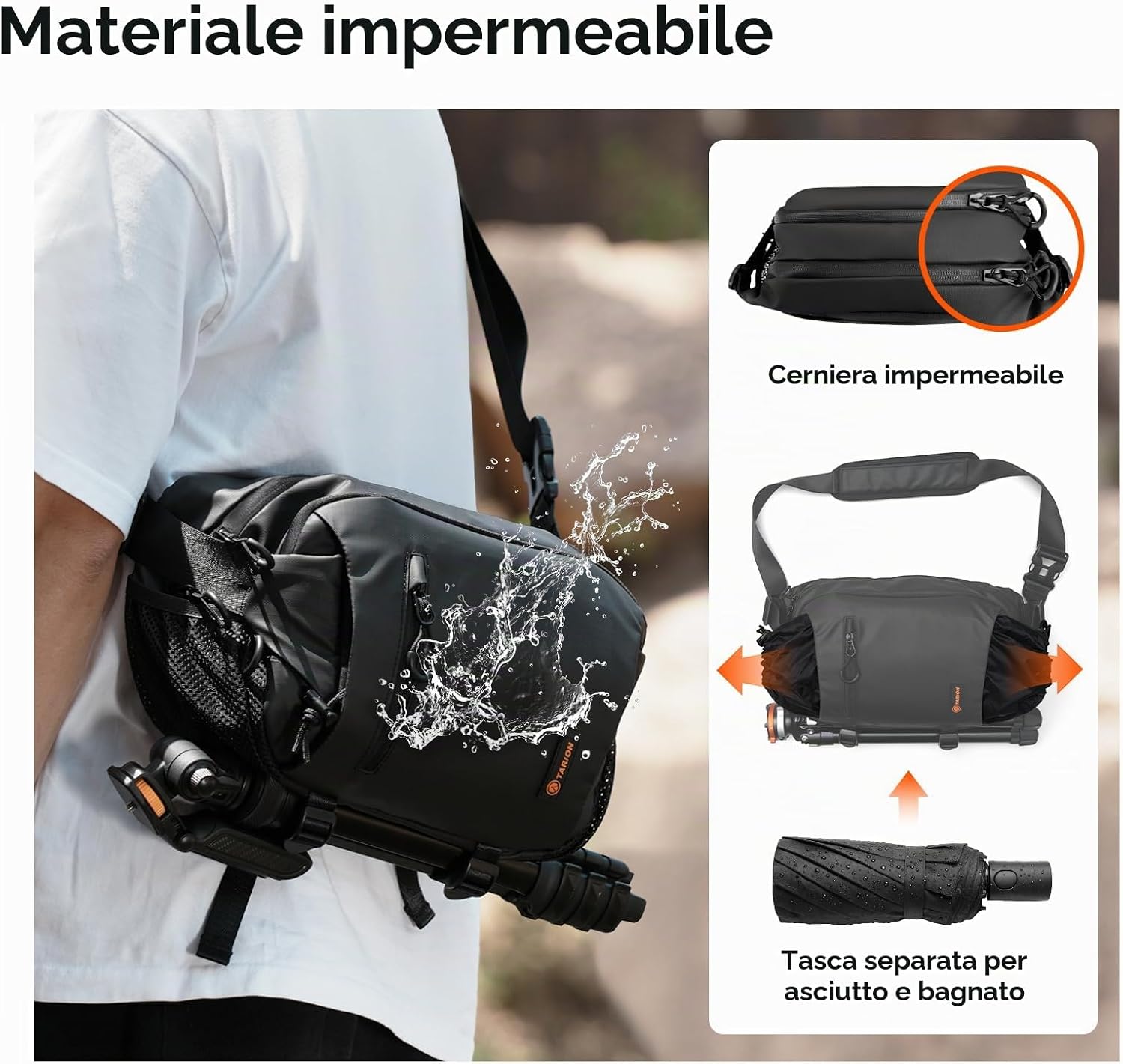 Detalle de TARION Borsa a Tracolla per Fotocamera Sling 2-in-1 TR-XP