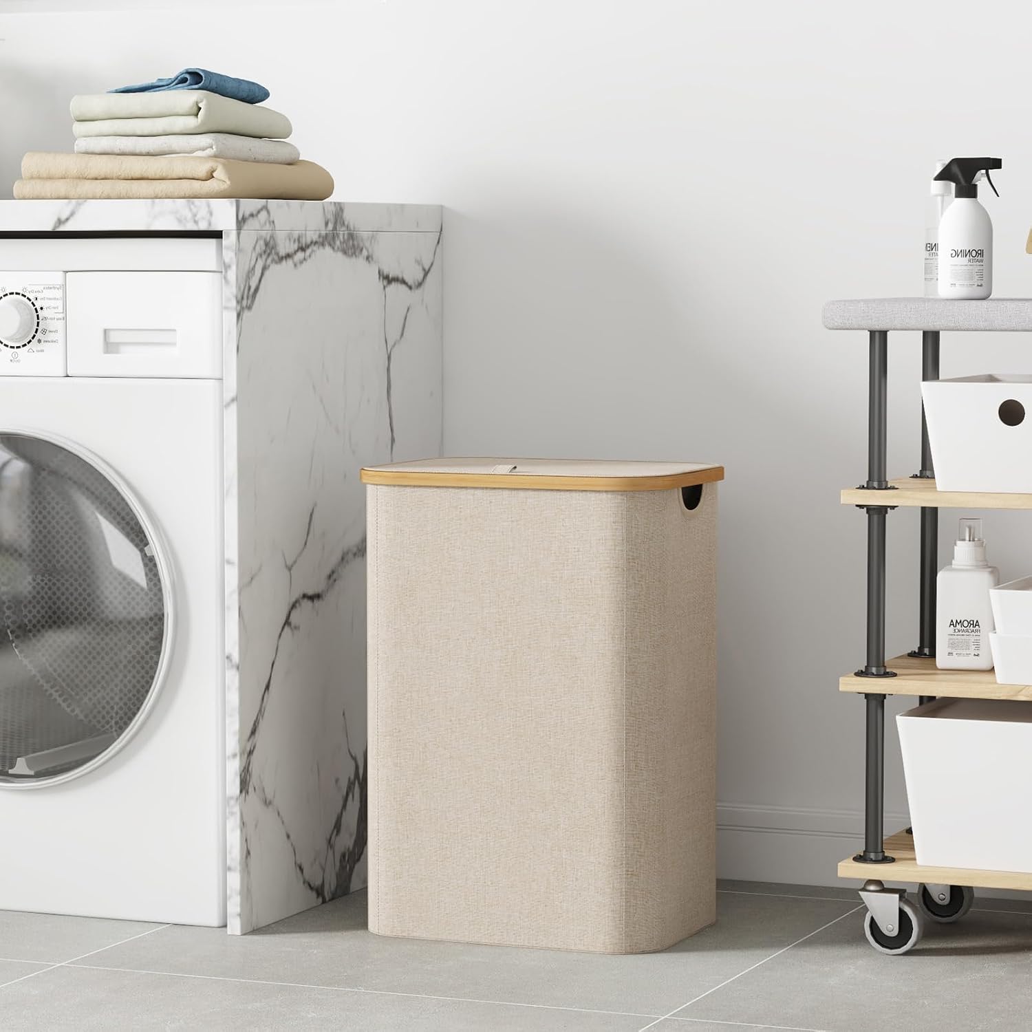 Detalle 2 de Lifewit 80L Wäschekorb mit Deckel