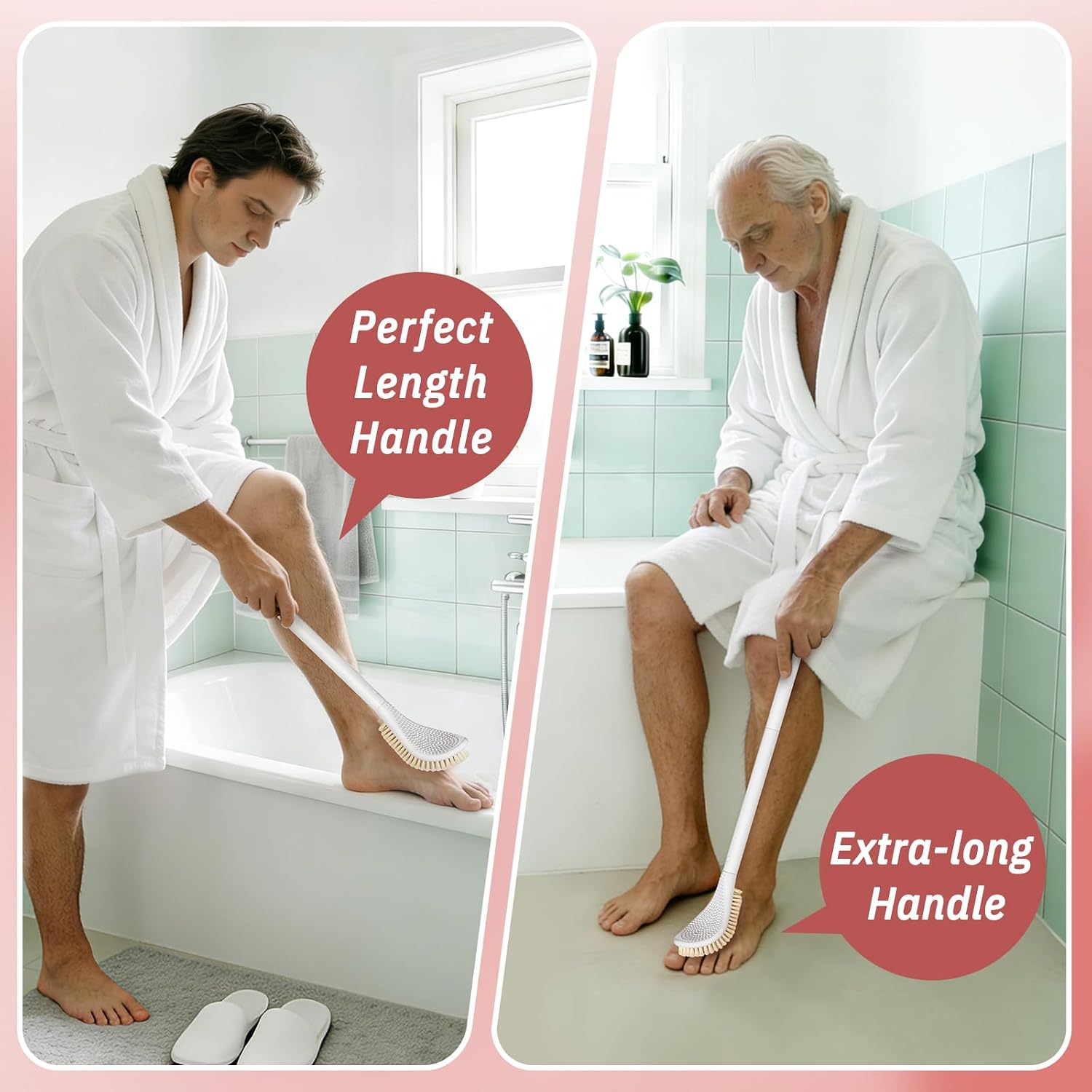 Detalle de GEENOA Foot Brush with Adjustable 3-in-1 Handle and Curved Head