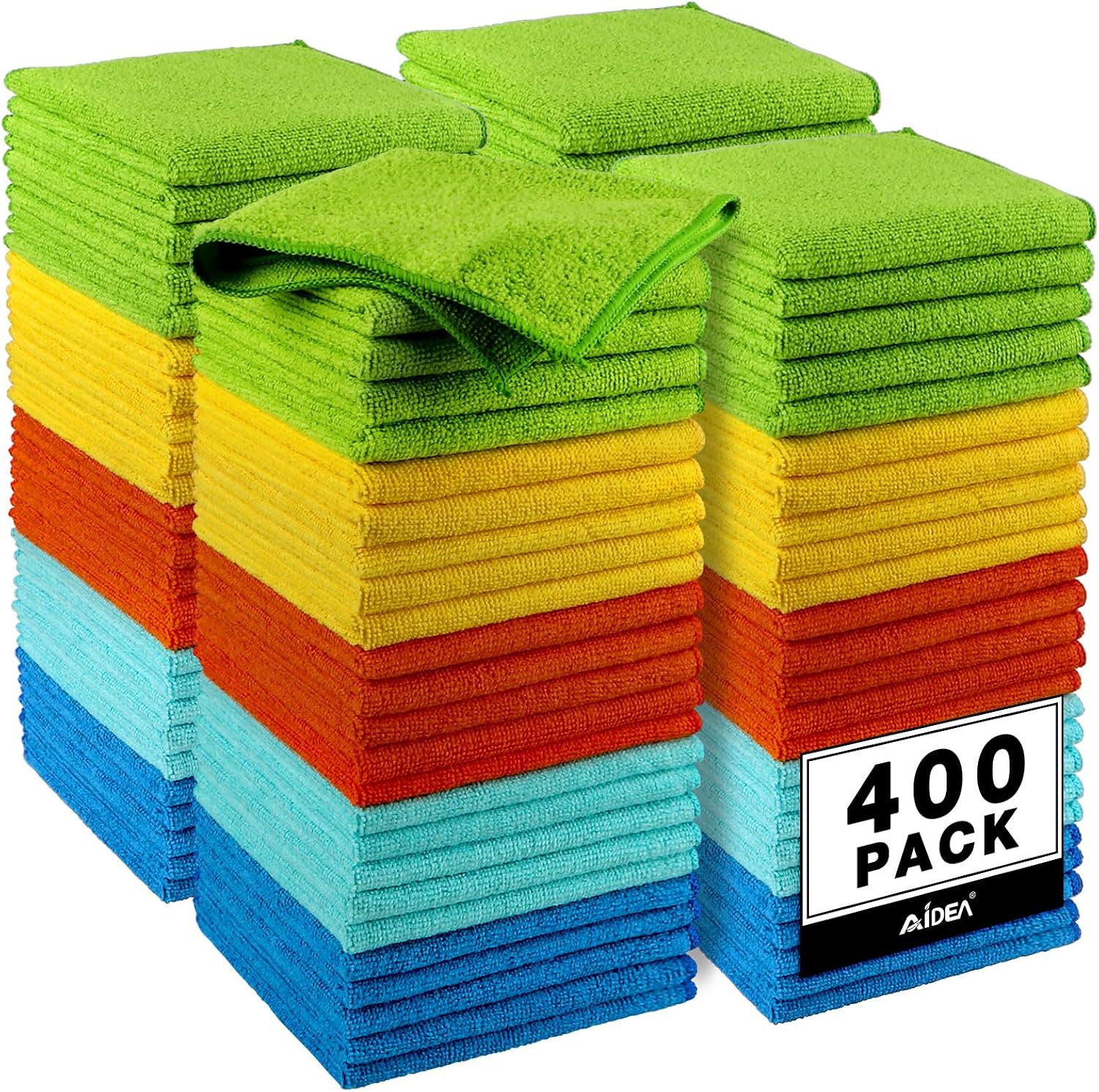 Detalle de AIDEA 400-Pack Microfiber Cleaning Cloths, 12 x 12 in Reusable Towels